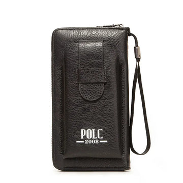 Men's Long Zipper Clutch Wallet with Large Capacity